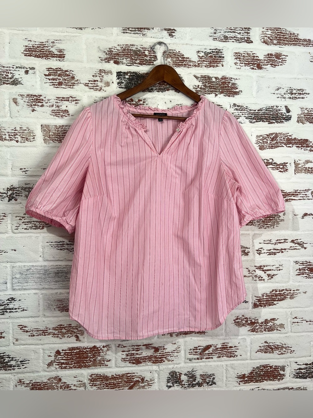 Talbots Plus Pink Striped Blouse Sz 1X